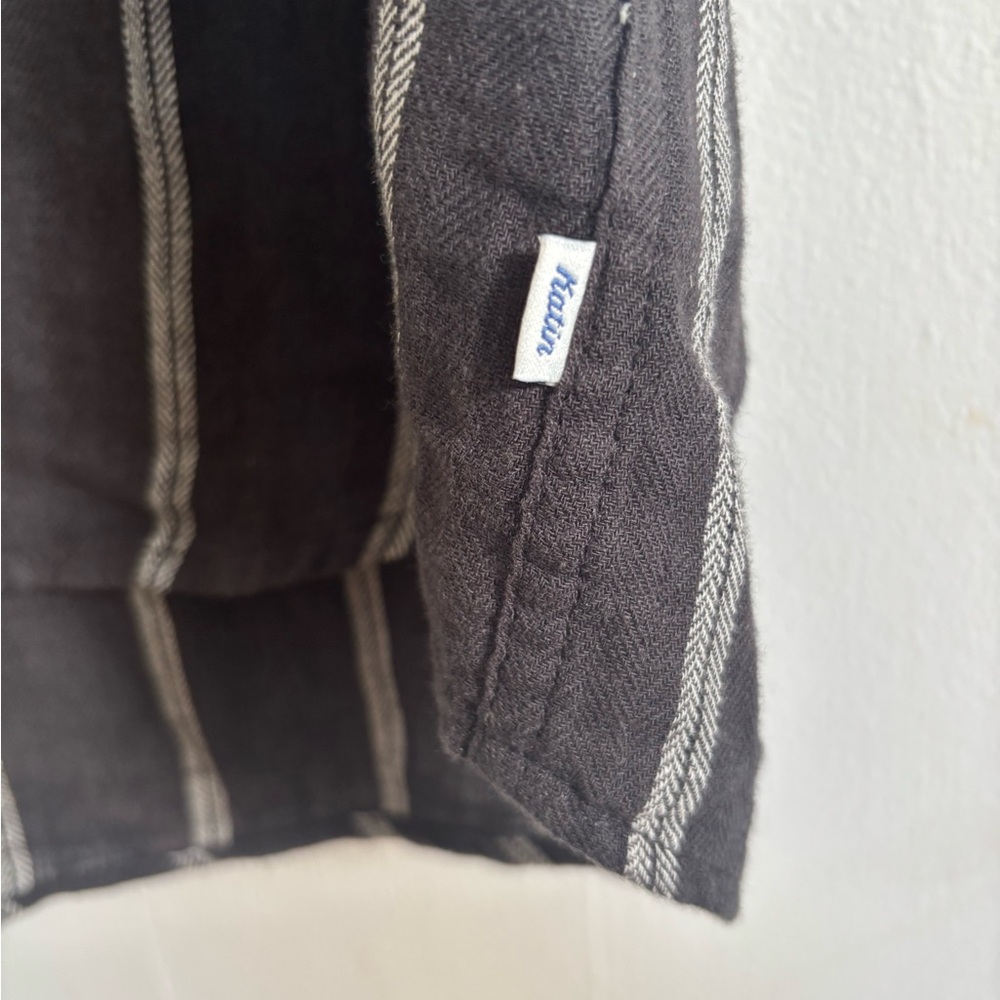 NWT Katin Men's Alan Charcoal Striped Button Down Shirt Linen Cotton Blend - Picture 6 of 8